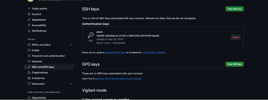 SSH and GPG keys