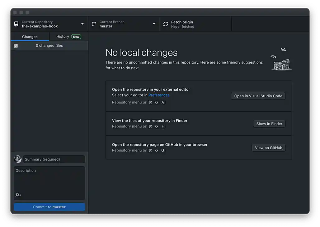 GitHub Desktop for the-examples-book